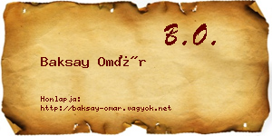 Baksay Omár névjegykártya